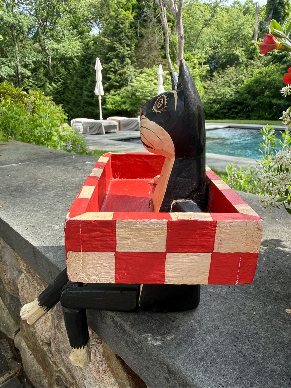 Handpainted Wooden Cat 'Free Birdseed' Shelf Sitter or Feeder - Picture 3 of 5